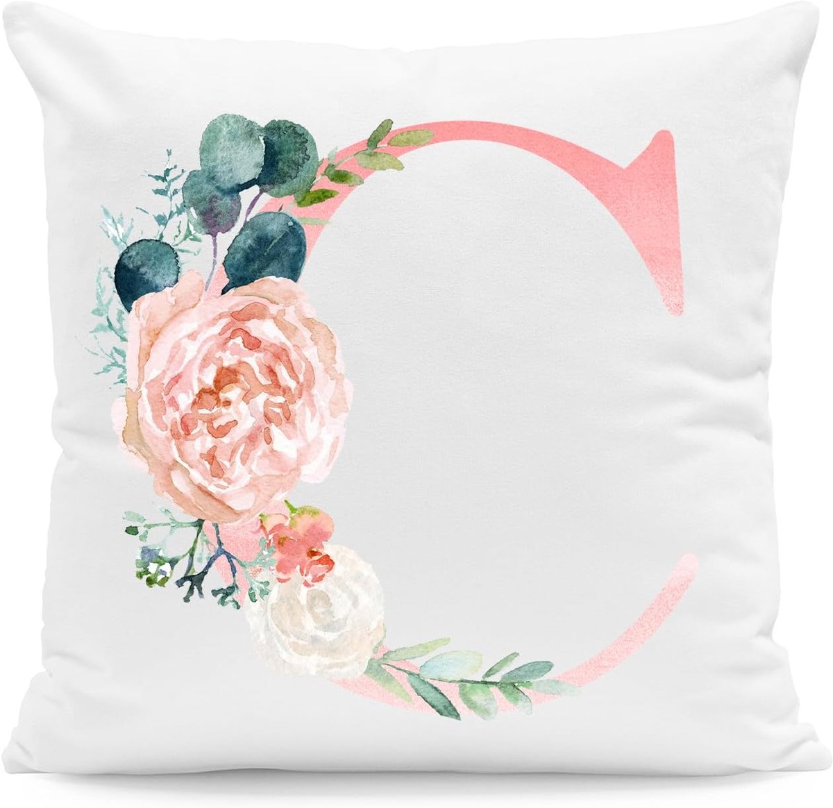 SnelShoppen - Luxe Roze Kussenhoezen 45x45cm - Decoratieve Vierkante Kussens - Monogram Design voor Sofa, Stoel, Slaapkamer en Huisdecoratie