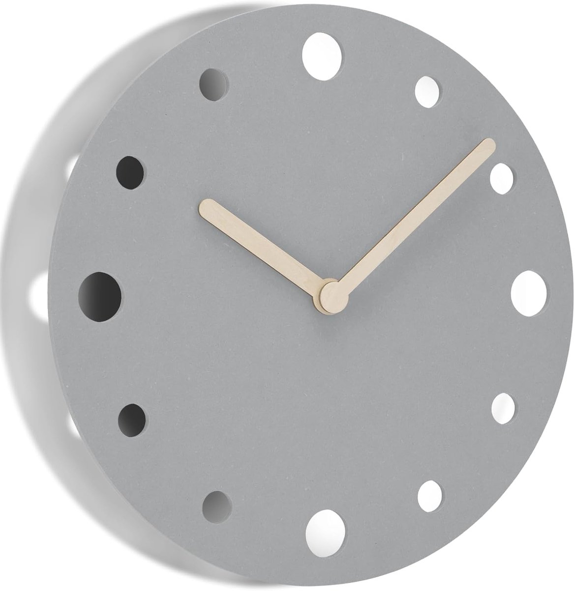 SnelShoppen - MDF Houten Wandklok Zonder Tikkend Geluid 30cm Quartz Groot Batterij Aangedreven Makkelijk Afleesbaar voor Kamer, Thuis, Keuken, Slaapka