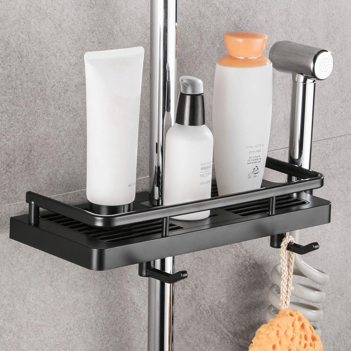 SnelShoppen - Shower Shelf voor Douche Rail - Douche Caddy zonder Boren - Hangende Doucheplank met 2 Haken en Douchekop Haak - Geschikt voor 21mm-25mm