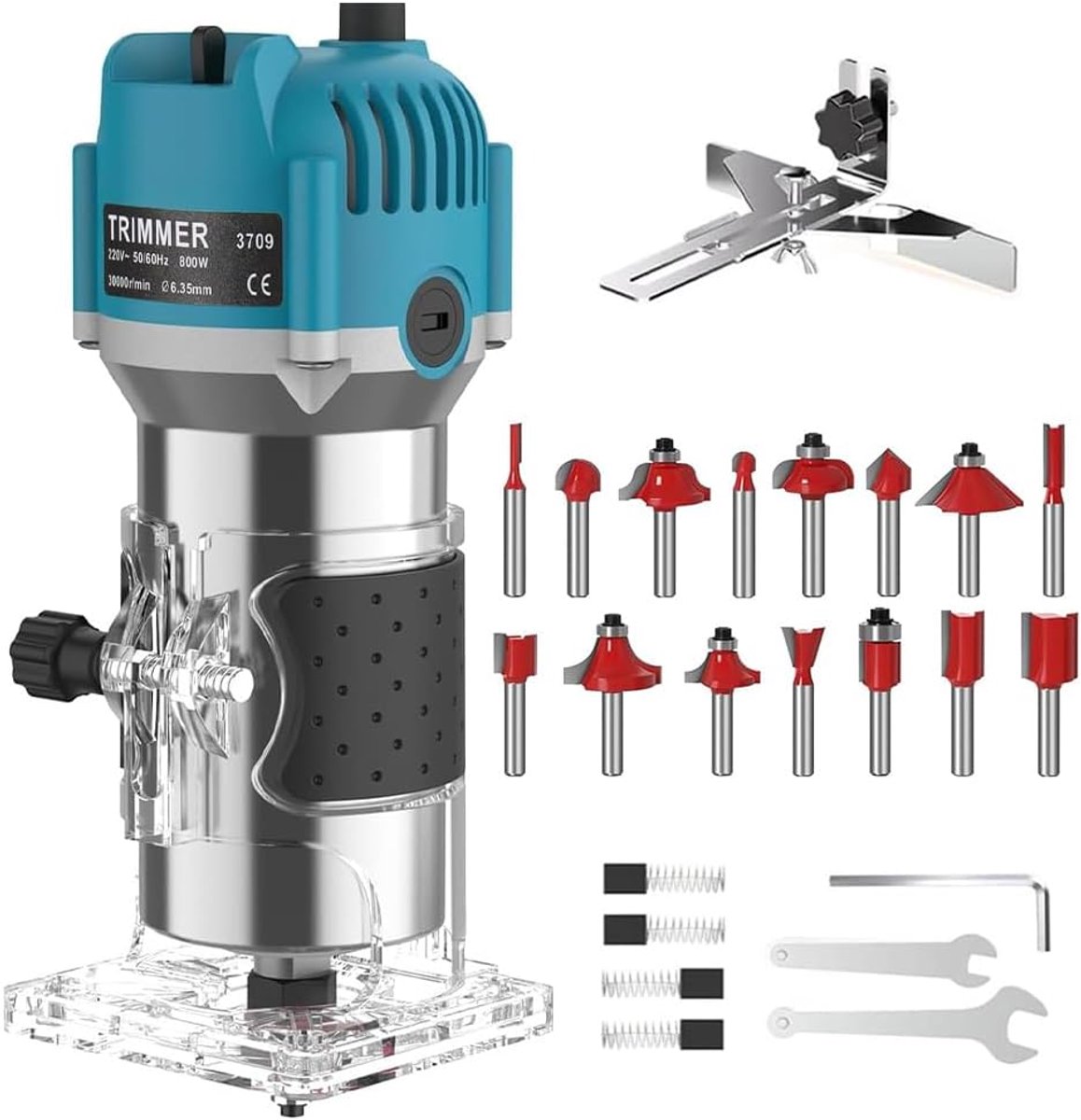 SnelShoppen - Draagbare Handrouter Houtbewerking 800W, Compacte Accu-Bovenfrees Houtfrees Gereedschap voor Professioneel Hout, Kunsthandwerk en Kunsts