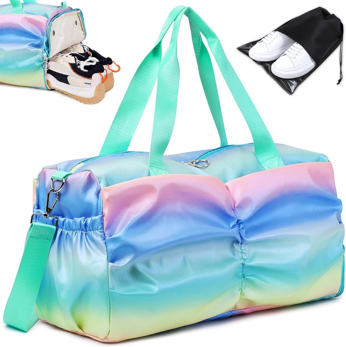 SnelShoppen - Sporttas Dames Reisbagage Meisjes met Schoencompartiment en Natvak, Waterdichte Zwemtas Weekend Gymtas Grote Yoga Tas Trainingstas Duffl