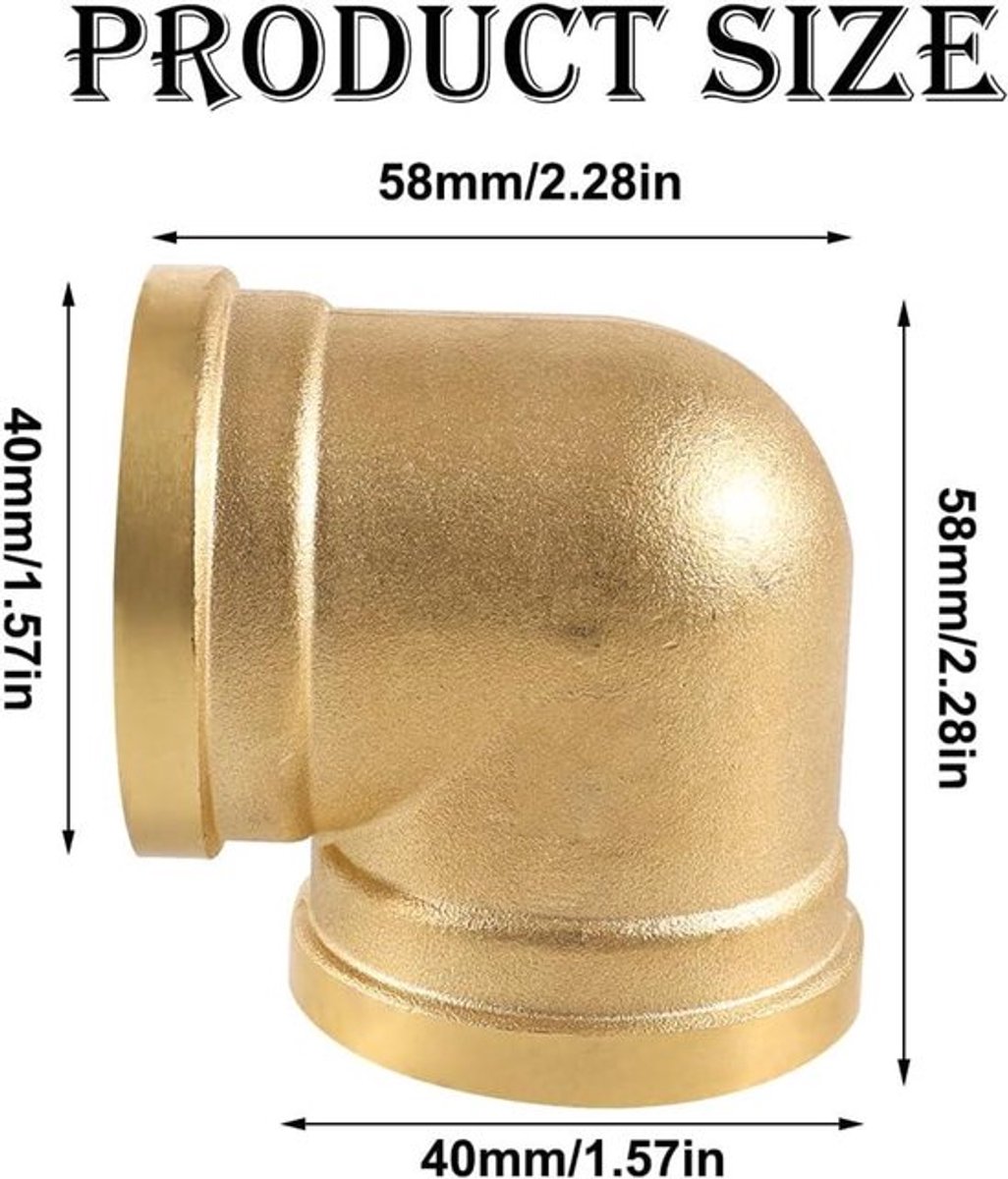 Messing hoekstuk 90° 1 1/4 inch met binnendraad - Boog 90 graden - Buishoek adapter voor irrigatiesystemen - Duurzaam messing materiaal