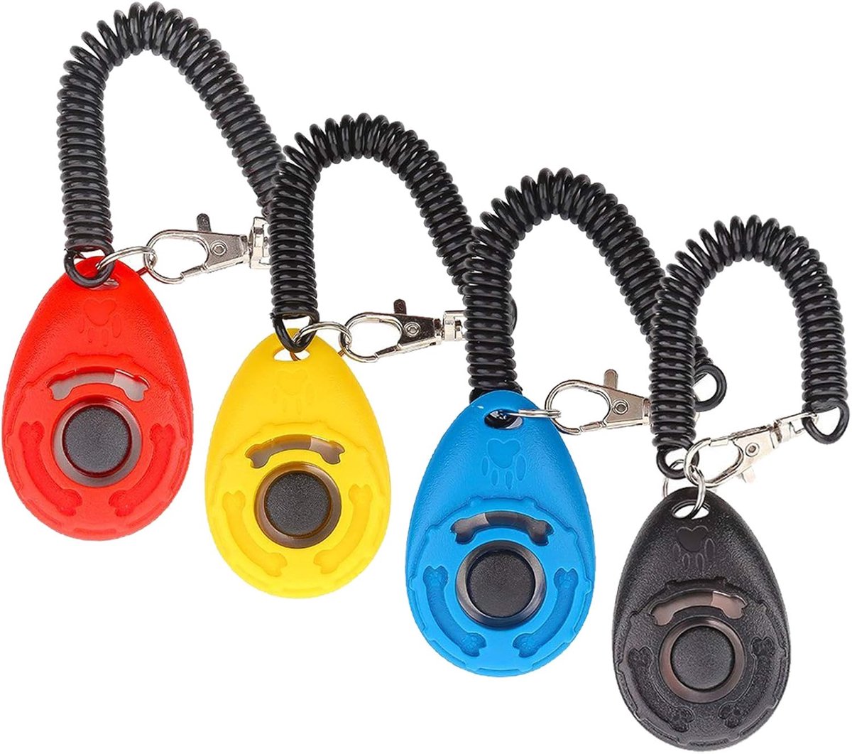 SnelShoppen - Dog Training Clicker Set, 4 Stuks Multi-Kleur, Lichtgewicht en Duurzaam, Inclusief Polsband voor Puppy, Kat en Paard, Effectieve Trainin