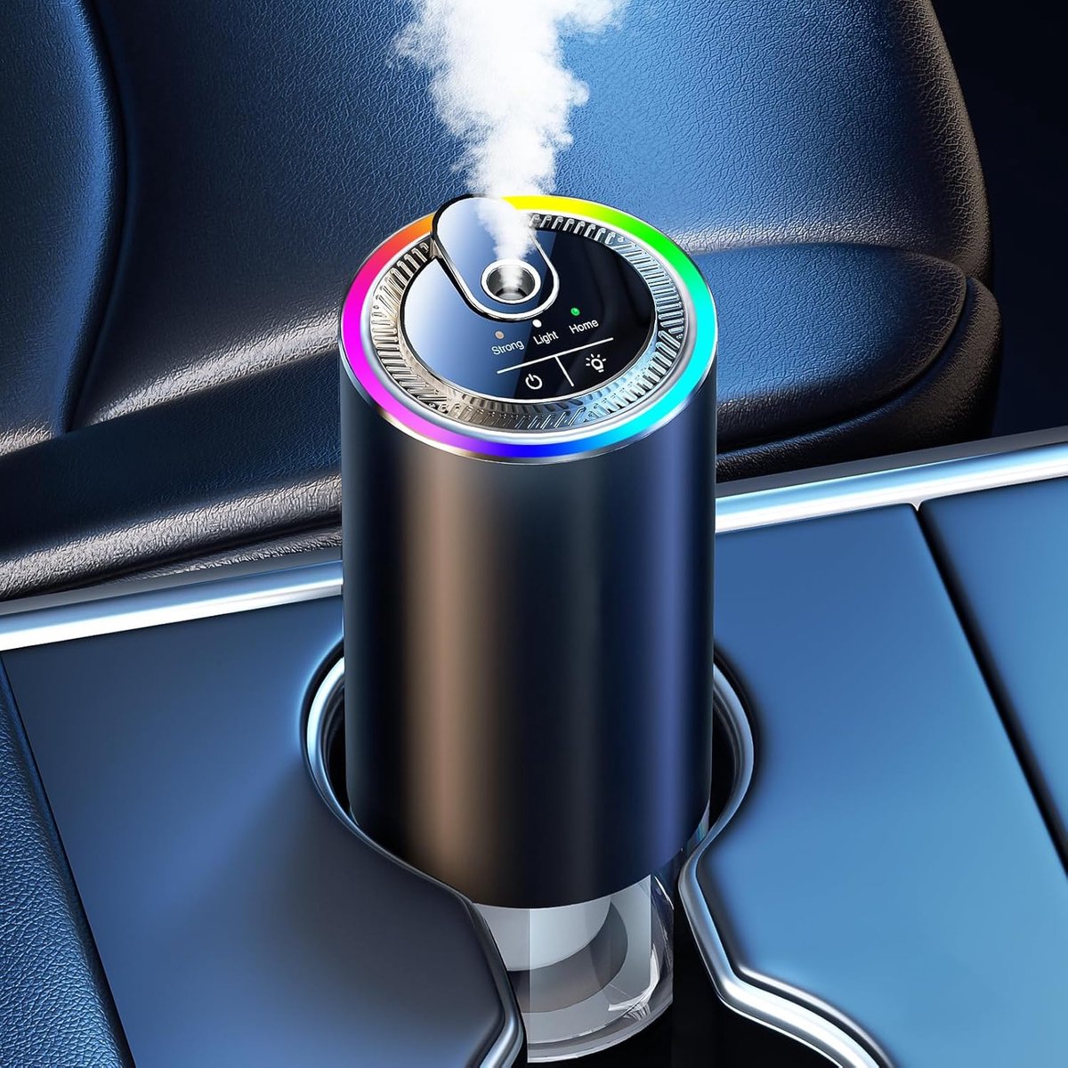 Thijox - Auto Luchtverfrisser Diffuser met 50ml Oceann Parfum, Ultrasone Vernevelaar, RGB Muzieklicht, 3 Slimme Modi, Automatisch Aan/Uit, 1000mAh Bat