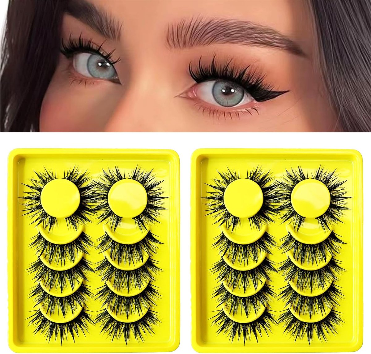 SnelShoppen - 12 Paar Cat Eye Wimpers 15 mm - 3D Volume Wispy Kunstwimpers met Dunne Band voor Natuurlijke Wimperverlenging - Perfect voor Feest, Make