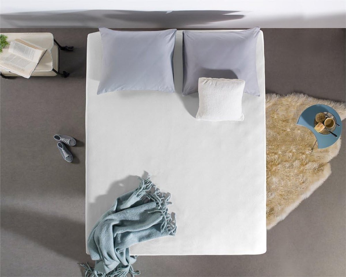 SnelShoppen - Fitted Sheet 100% Katoen, Wit, 80 x 200 cm, Geschikt voor Standaard Matrassen tot 30 cm, Vochtregulerend, Ademend en Warmteregulerend vo