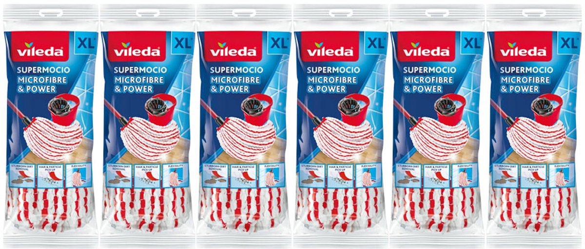 Vileda Super Mocio Microvezel & Power Navulling - 6 x - Voordeelverpakking