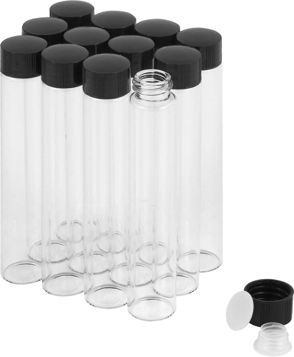 SnelShoppen - 30ml Transparante Glazen Flessen met Schroefdop en Plastic Stopper, Lekvrije Glazen Flessen voor Vloeistoffen, Poeders, Monsters en Klei