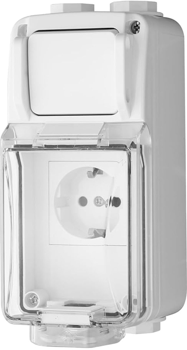 SnelShoppen - Waterdichte Buitensocket IP66 met Schakelaar - 250V 16A Opbouw Wandcontactdoos voor Tuin, Garage, Vochtige Ruimtes