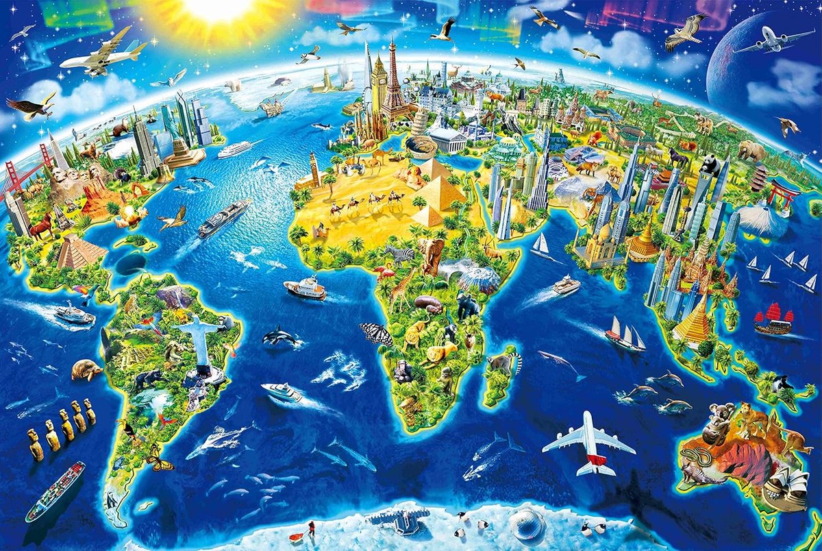 SnelShoppen - 1000 stukjes Puzzel voor Volwassenen Wereldmonumenten 70 x 50 cm Educatief Speelgoed voor Kinderen en Volwassenen, Premium Kwaliteit