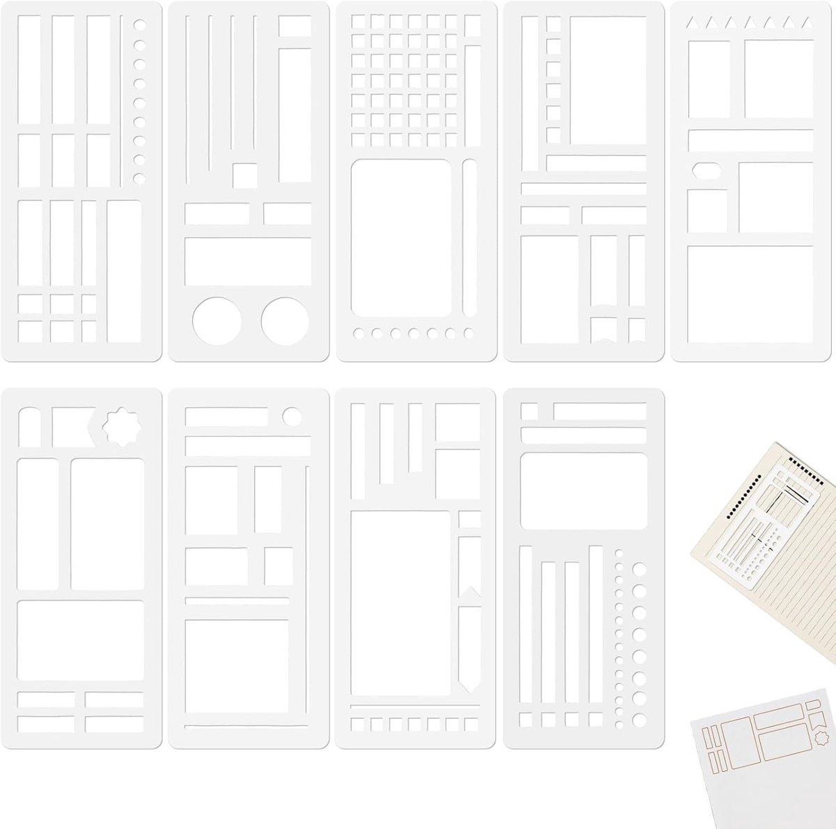 SnelShoppen - 9 Handgemaakte Flexibele Notitie Templates, Herbruikbare Planner Templates, Bullet Journal Accessoires voor Thuis & Reizen, Hoogwaardige