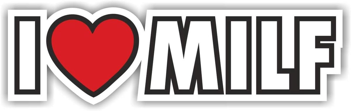 SnelShoppen - I Love Milf Sticker 15.5 x 4.5 cm - Hoge Kwaliteit Auto Tuning Sticker - Grappige Auto Stickers - Zelfklevende PVC Sticker - JDM & OEM S