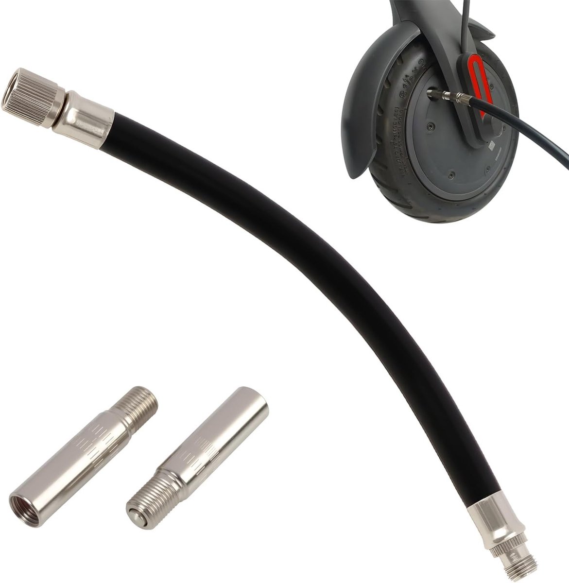 SnelShoppen - Pack van 3 Ventielverlenging 39 mm met Rubber Slang 160 mm - Ventiel Adapter voor Scooter, Motorfiets, Fiets, Auto - Compatibel met Stan