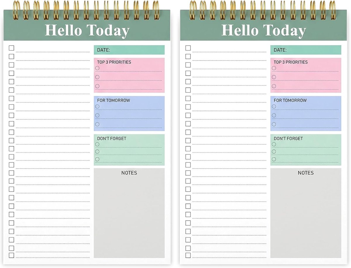 SnelShoppen - Dagplanner A5 Spiraalbinding - Ongedateerde Organizer met To-Do-Lijst en Prioriteiten - Notitieboek voor Kantoor, School en Thuiswerk -