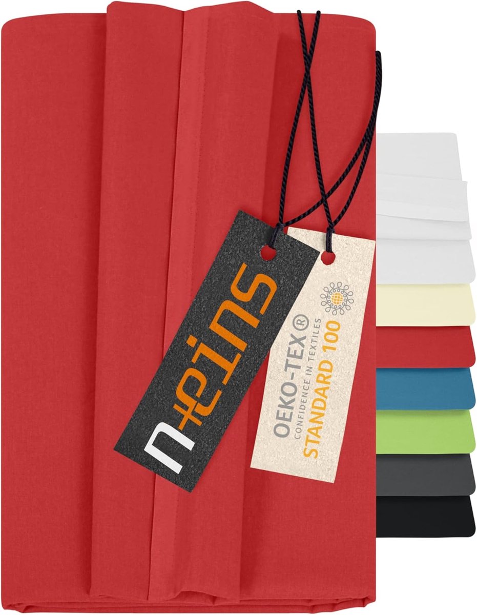 SnelShoppen - Luxe katoenen beddengoed zonder elastiek - 100% katoen - 150 x 250 cm - Rode hoeslaken voor een stijlvol bed - Ideaal voor elke slaapkam