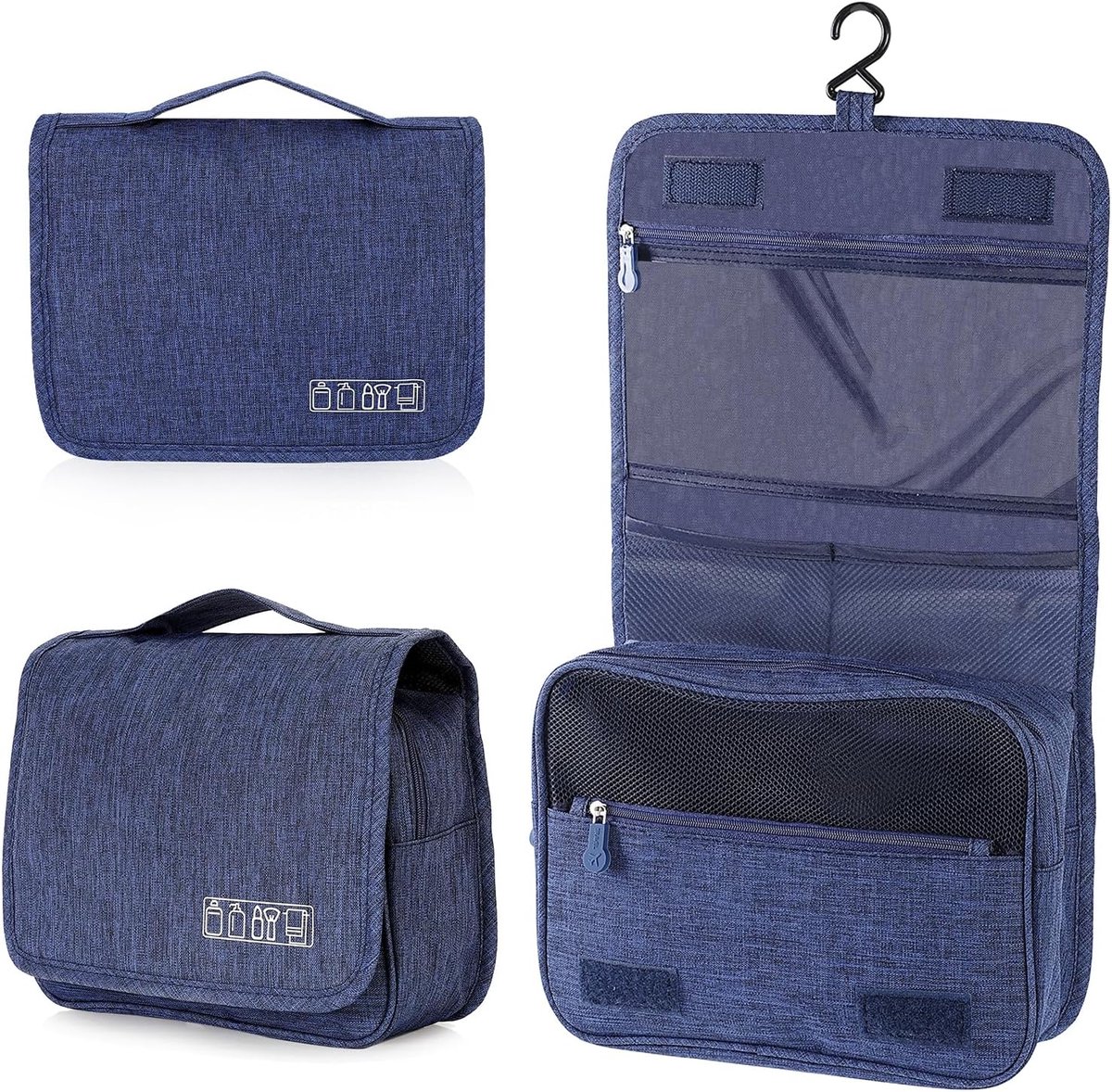 SnelShoppen - Hangende Toilettas voor Mannen en Vrouwen, Vouwbare Cosmetica- en Waszak, Reisaccessoires met Haken, 10 Compartimenten, 46x24x9 cm - Ide