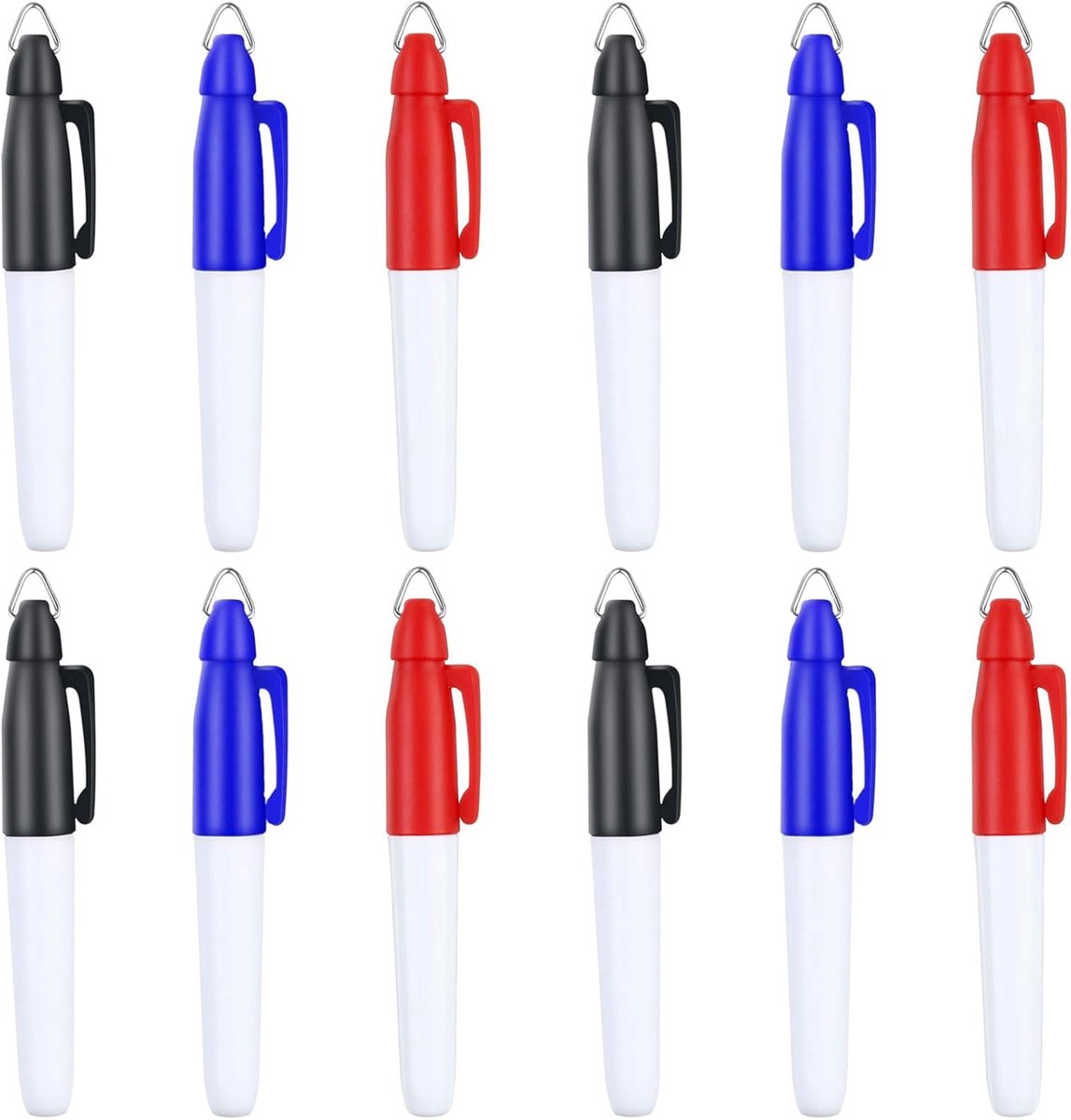SnelShoppen - 12 Stuks Mini Permanent Markers met Cap Clips - Golf Ball Marker, Herbruikbare Hoogwaardige Stiften in Zwart, Geschikt voor School, Kant