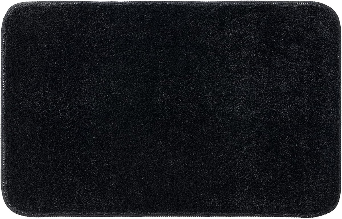 SnelShoppen - Non Slip Badmat 40x60 cm - Absorberend Microfiber Douchemat - Zwart - Ideaal voor Badkamer, Keuken, Slaapkamer en Entree