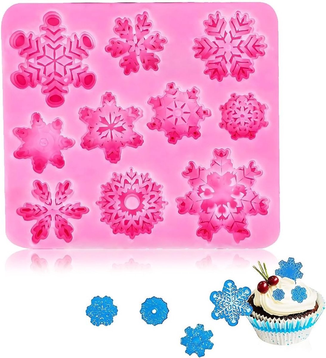 Siliconen sneeuwvlokvormen voor kerst, bakgereedschap voor taarten, chocolade, pudding en zeep, ideaal voor keuken decoratie en bakken