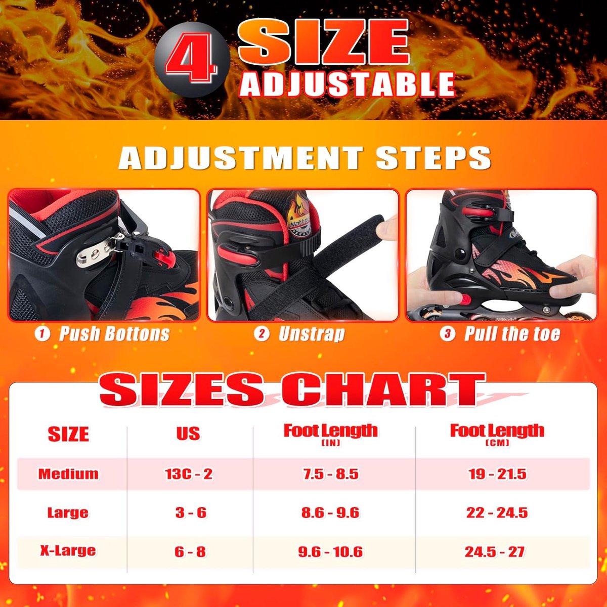 SnelShoppen - Verstelbare Inline Skates voor Kinderen en Volwassenen, Indoor en Outdoor Roller Skates met 8 Verlichte Wielen voor Jongens en Meisjes 4