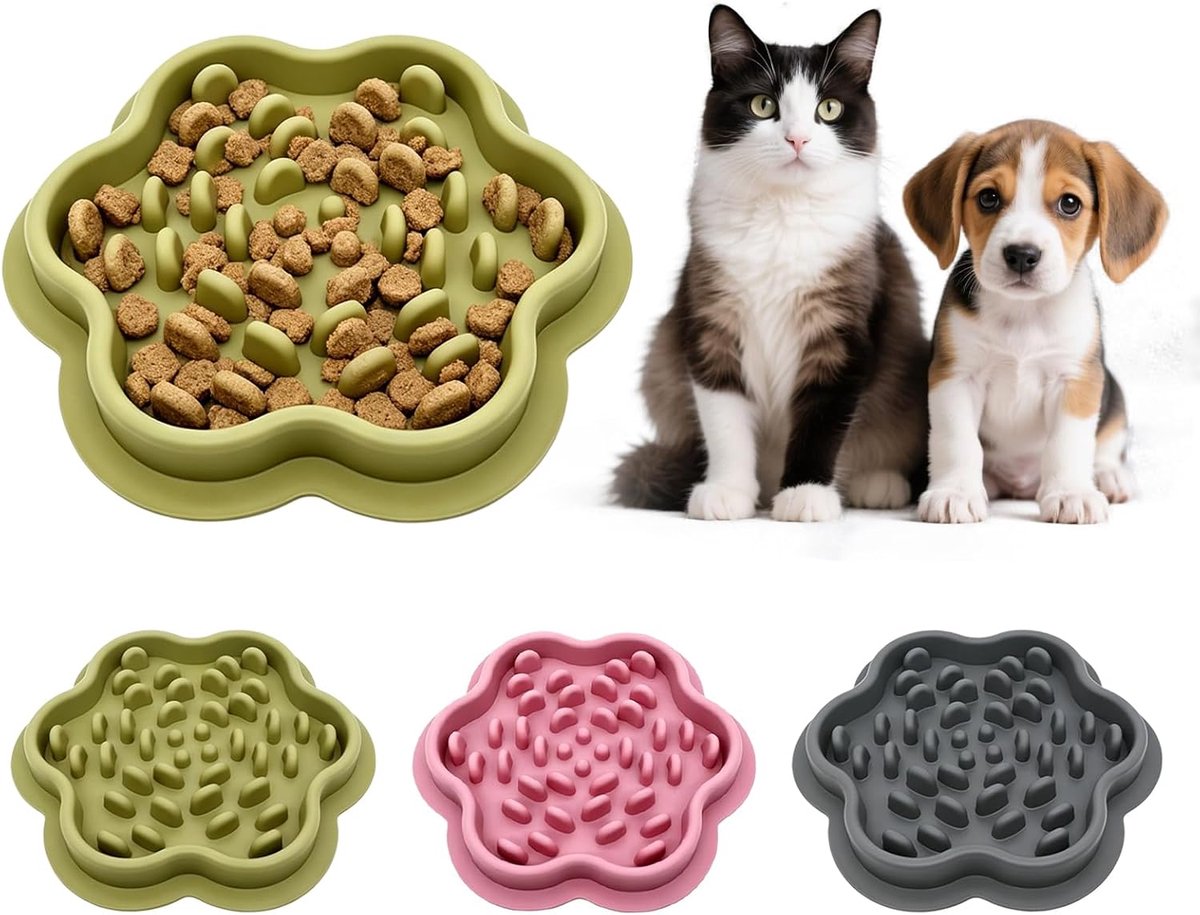 SnelShoppen - 3 stuks Anti-Sling Voerbak voor Honden en Katten, Siliconen Slow Feeder, Antislip Lekmat, Ruimtebesparend, Kleine tot Grote Huisdieren,