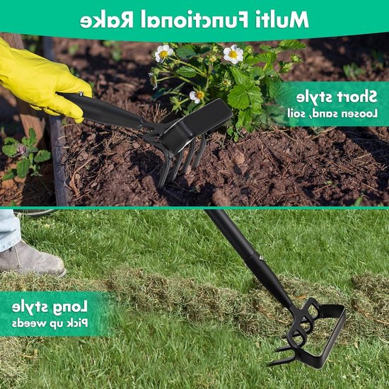 Verstelbare Tuin Hark met Lange Handgreep van 72" voor Efficiënt Onkruid Wieden en Tuinonderhoud — afbeelding 3