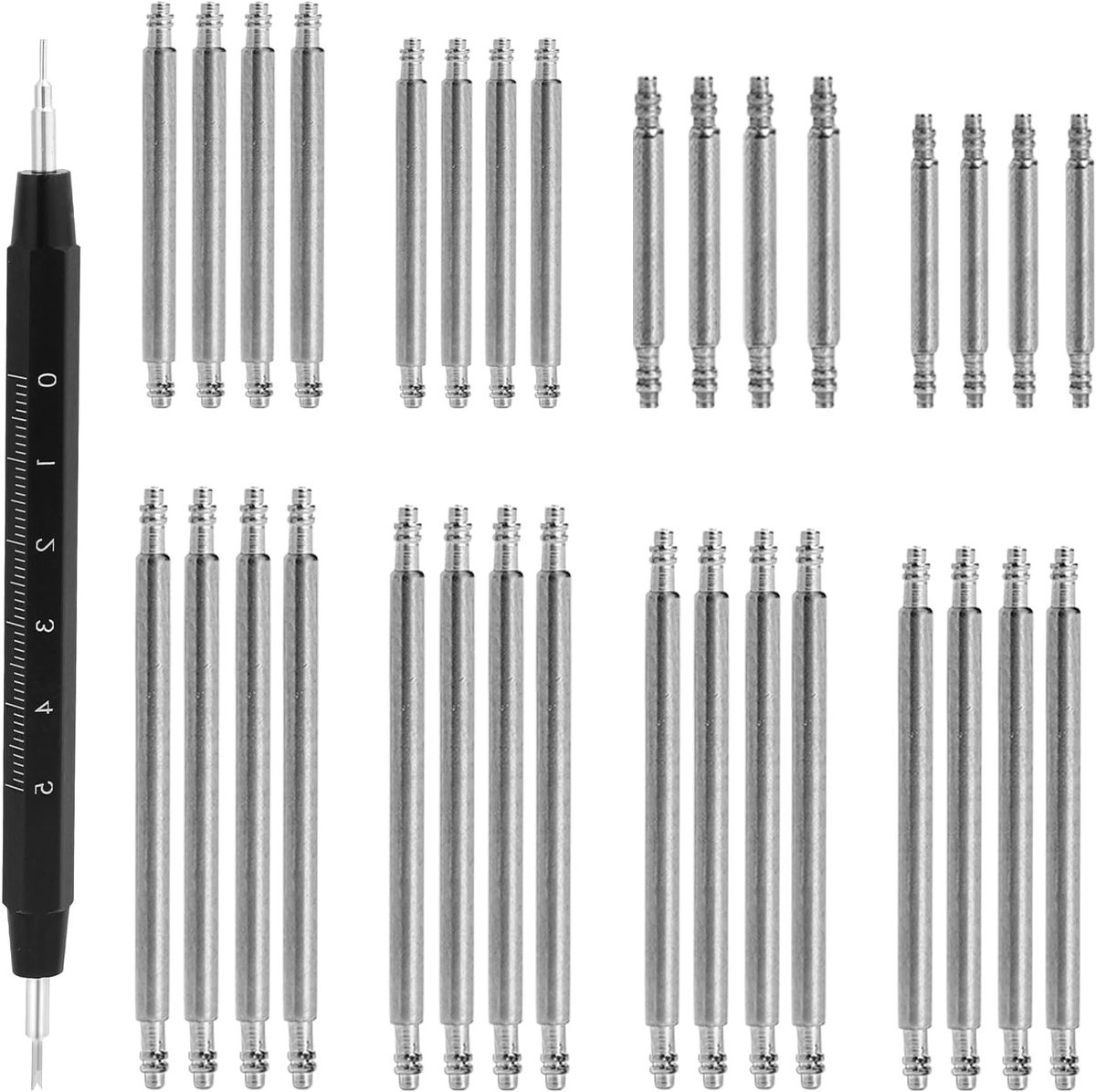 Vervangset voor Horlogeband, 33 Stuks Horlogepennen, Gereedschap voor het Verwijderen van Veerstangen, Robuuste Stalen Horlogeband Tools en Accessoires