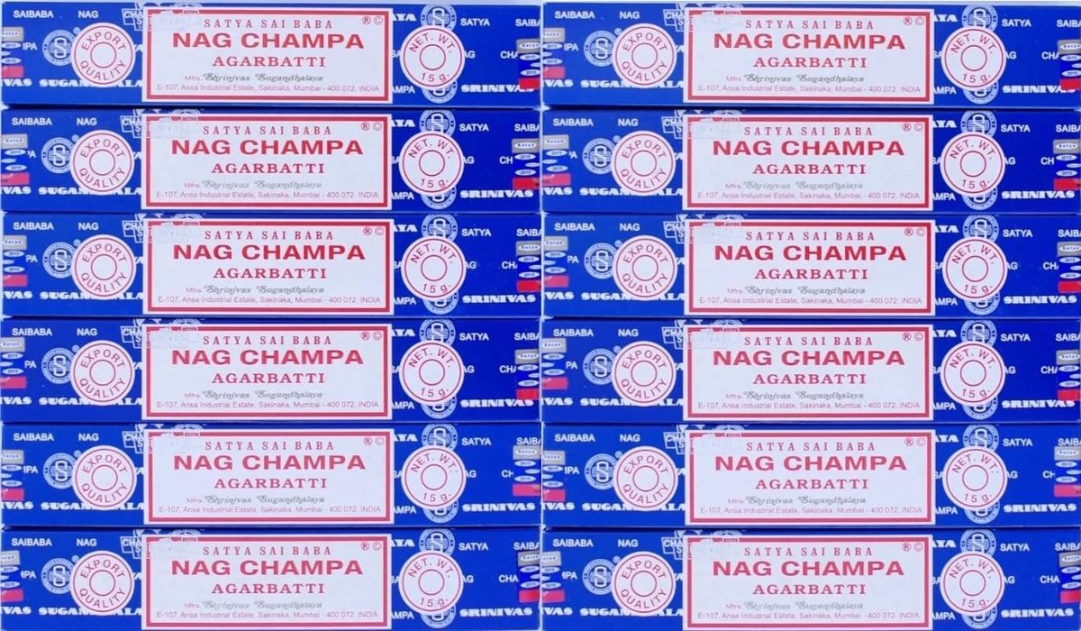 Wierookstokjes Satya Nagchampa - 12 verpakkingen van 15 g