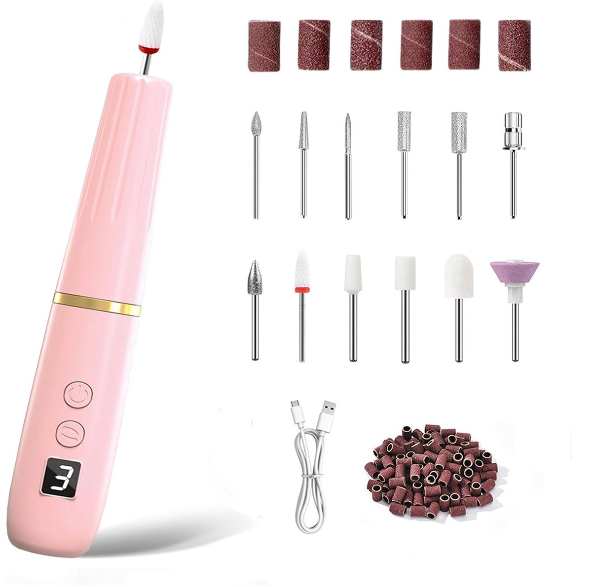 KZQ Draadloze professionele nagelboor voor acryl gel en dip - Oplaadbare manicure en pedicure set voor thuis en salon - Roze