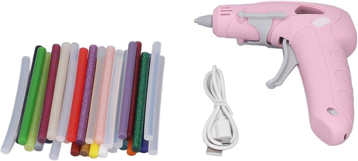 SnelShoppen - Draadloze Mini Lijmpistool Set, USB Oplaadbaar, 30 Lijmstiften, Snelle Verwarming, Levensduur, Perfect voor DIY Creaties, Knutselen, Kin