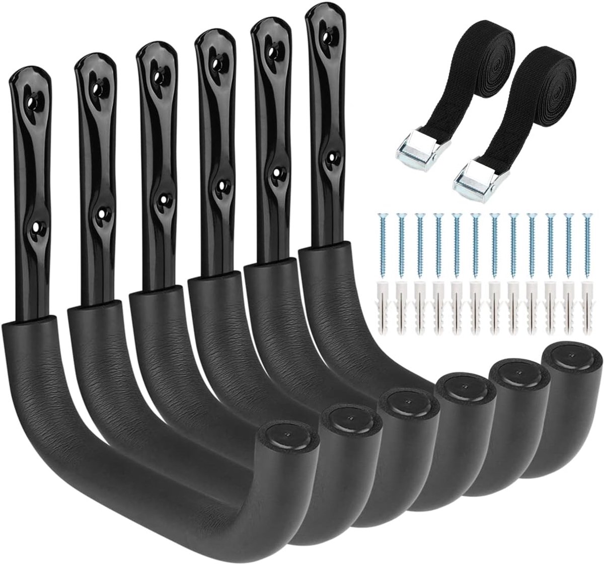 SnelShoppen - 6 Stuks Stevige Garage Opslag Haken, 10 Inch Wandgemonteerde Hangers voor Fietsen, Tuingereedschap, Stoelen, Tuinslang, Multifunctioneel