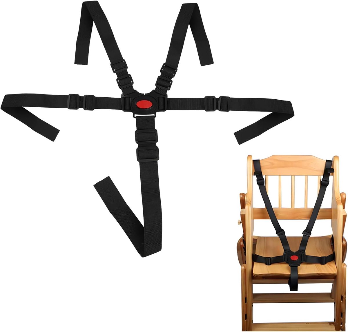 SnelShoppen - Hoge Stoel Veiligheidsriem 5-Punts Systeem voor Baby's en Peuters, Verstelbare Stoelriem voor Kinderstoelen, Geschikt voor Diverse Hoog