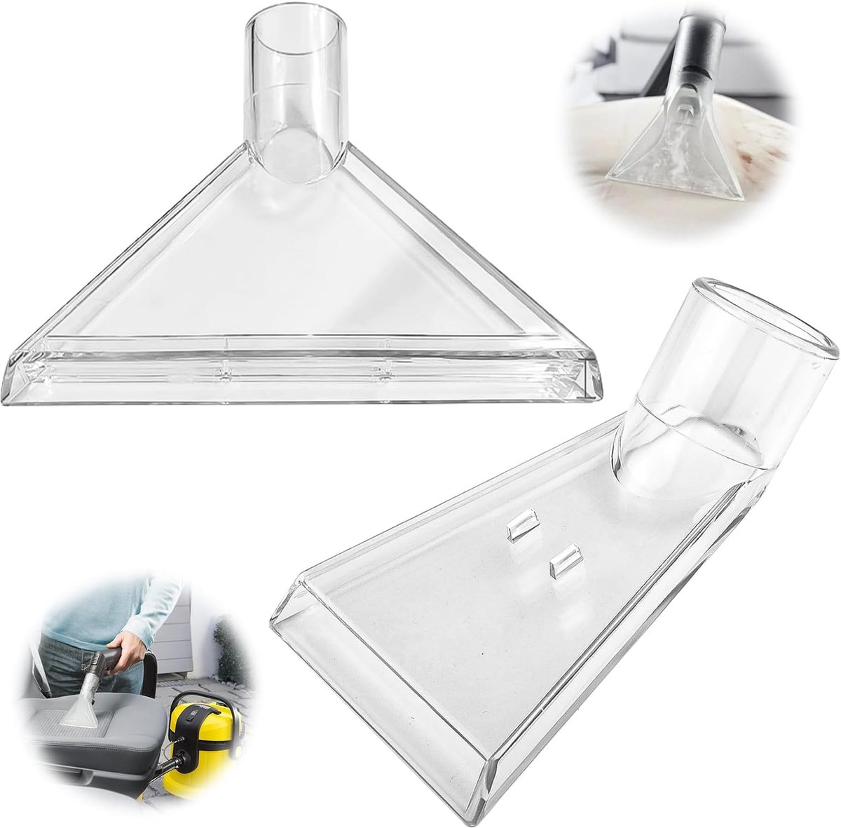SnelShoppen - Pack van 2 Stofzuigeraccessoires voor Sofa, Auto, Uitlaatmondstuk, Zuiggereedschap voor Draagbare Stofzuigers, Water- en Stoomzuiger, He