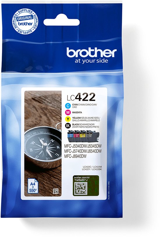 Brother Inktcartridge brother lc-422val zwart 3 kleuren - Blister a 4 stuk - 4 stuks