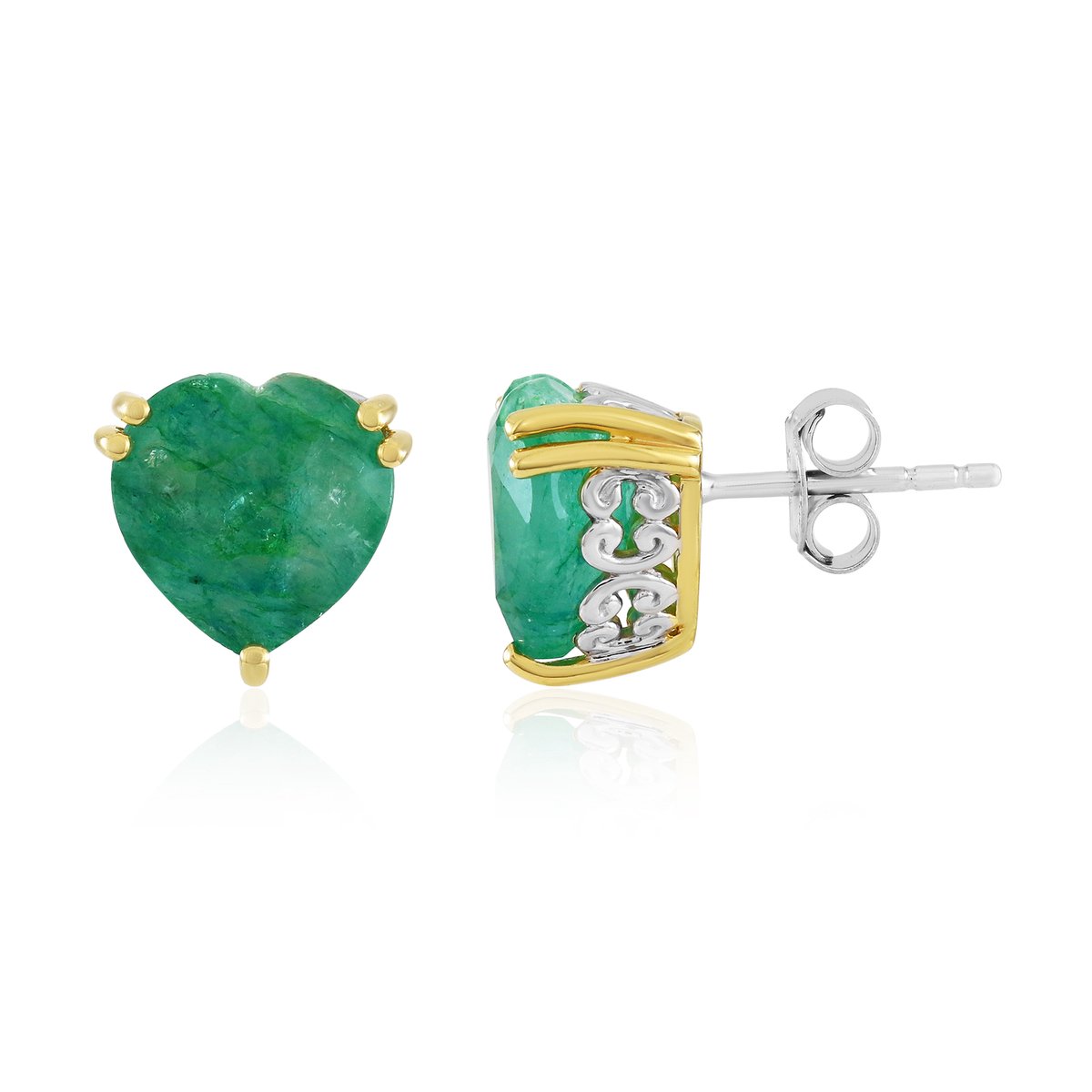 Cavill - Zilveren Oorbellen - 925 Sterling Zilver met Palladium - Hartvormige Smaragd uit Zambia 6,05 ct - Elegante Luxe Oorbellen Dames