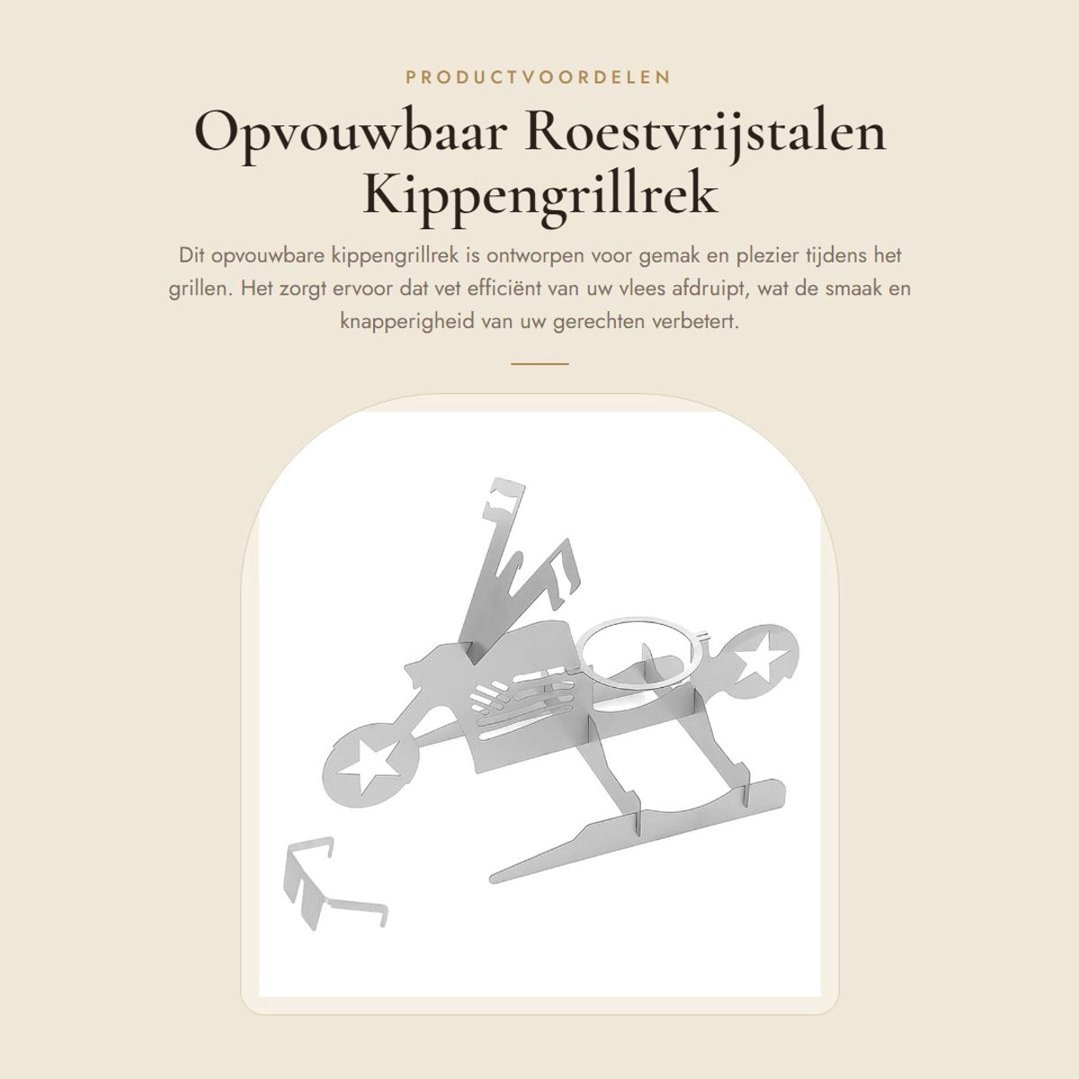 Dailygoods - Opvouwbaar Roestvrijstalen Kippengrillrek