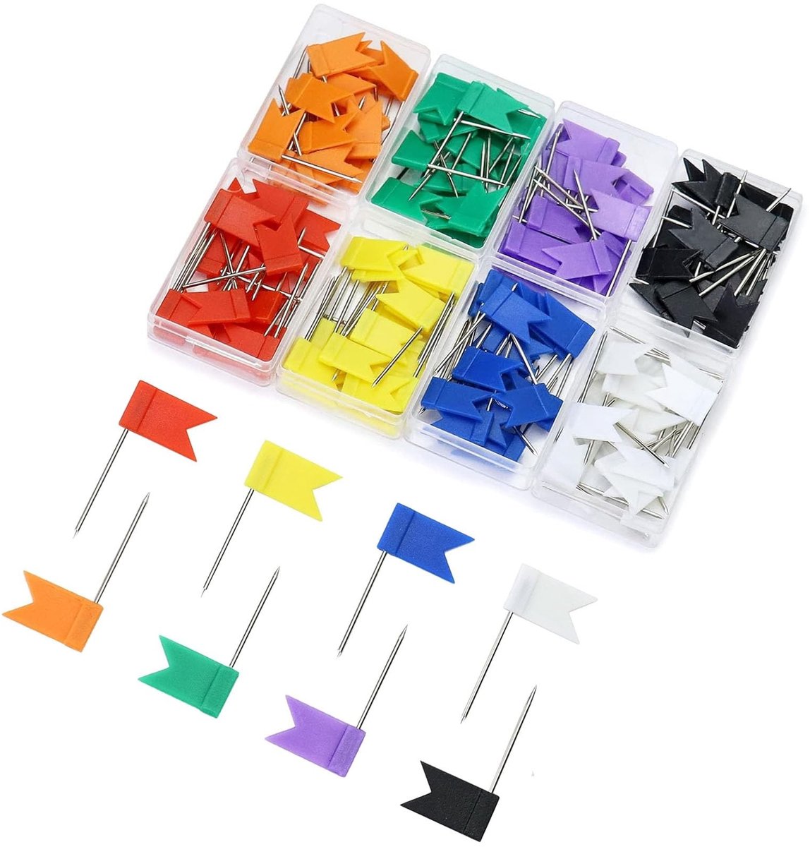 Dailygoods- Vlaggennaalden 50 Stuks - Kleurrijke Punaiseset - Priknaalden voor Prikbord - Markeringsvlaggen - Geschikt voor Kaarten - Duurzaam en Herbruikbaar - Punaises