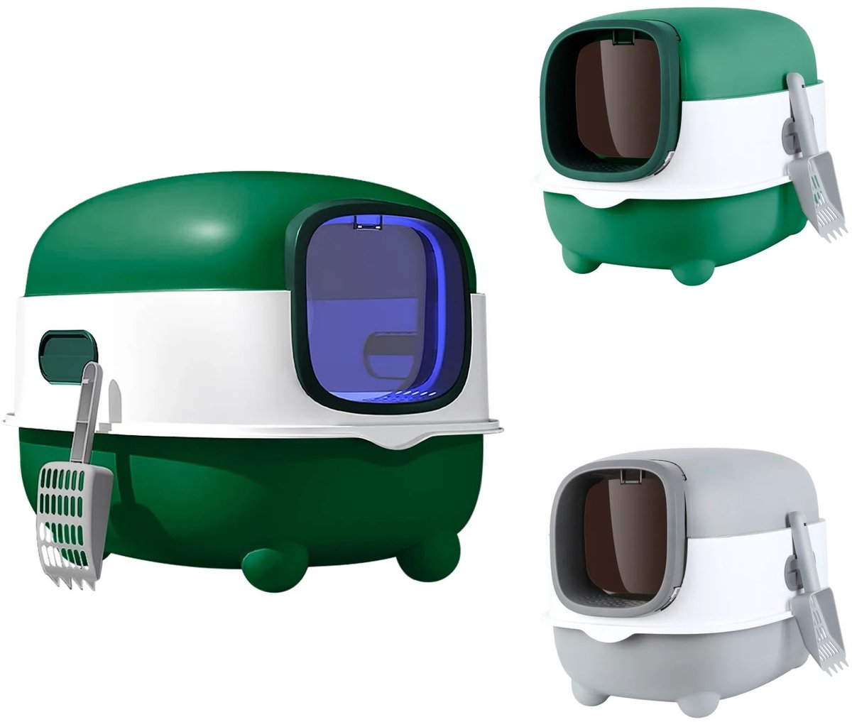 Dailygoods Zelfreinigende kattenbak - UV-desinfectie - PP - Draagbare kattenbak - Gesloten kattenbak - Extra grote katte