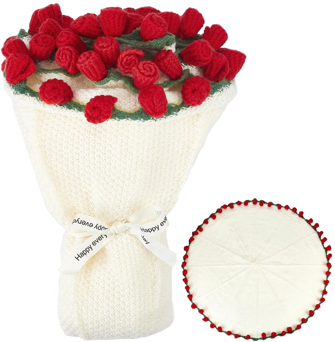 Dailygoods- Rozenboeket Handgemaakt - Deken 46 Inch - Wollen Gooi - Decoratie voor Bruilof