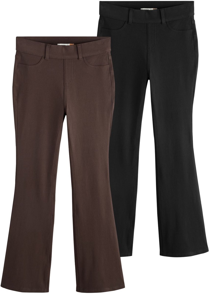 Next - Dames - Set van 2 lange leggings met wijde pijpen van jersey denim - Zwart