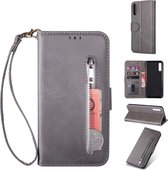 Portemonnee grijs wallet book-case rits hoesje Telefoonhoesje geschikt voor Samsung Galaxy A50 / A30s