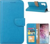 Geschikt voor Samsung Galaxy Note 10 Hoesje Turquoise met Pasjeshouder