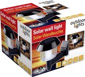 Solar LED Wandlamp - Gevelverlichting Buitenlamp Op Zonne Energie / Solarlamp Voor Tuin / Buiten - Zwart