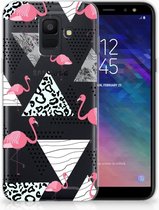 Geschikt voor Samsung Galaxy A6 (2018) Uniek TPU Hoesje Flamingo Triangle