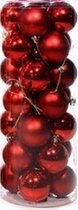 Kerstballenset - 28 stuks - Mat/glans rood - Plastic - ø 6cm