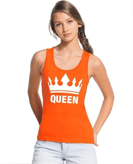Oranje Koningsdag Queen tanktop shirt/ singlet dames - Oranje Koningsdag  kleding L | bol.com
