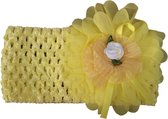 Jessidress Hoofdband Baby Haarband met organza bloem - Geel