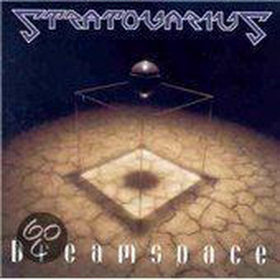 Albumhoes 'Dreamspace' van Stratovarius met in het midden een kubus met een bal erop, op een gebarsten ondergrond.