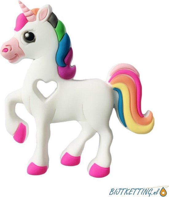 Bijtketting | Unicorn Eenhoorn Regenboog wit