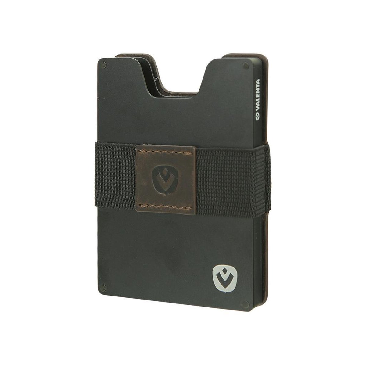 Pasjeshouder Aluminium - Briefgeld houder - elastieken geldband - 6 tot 8 pasjes - RFID - Vintage Brown